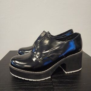 Shellys London Black Chunky Heel Loafers